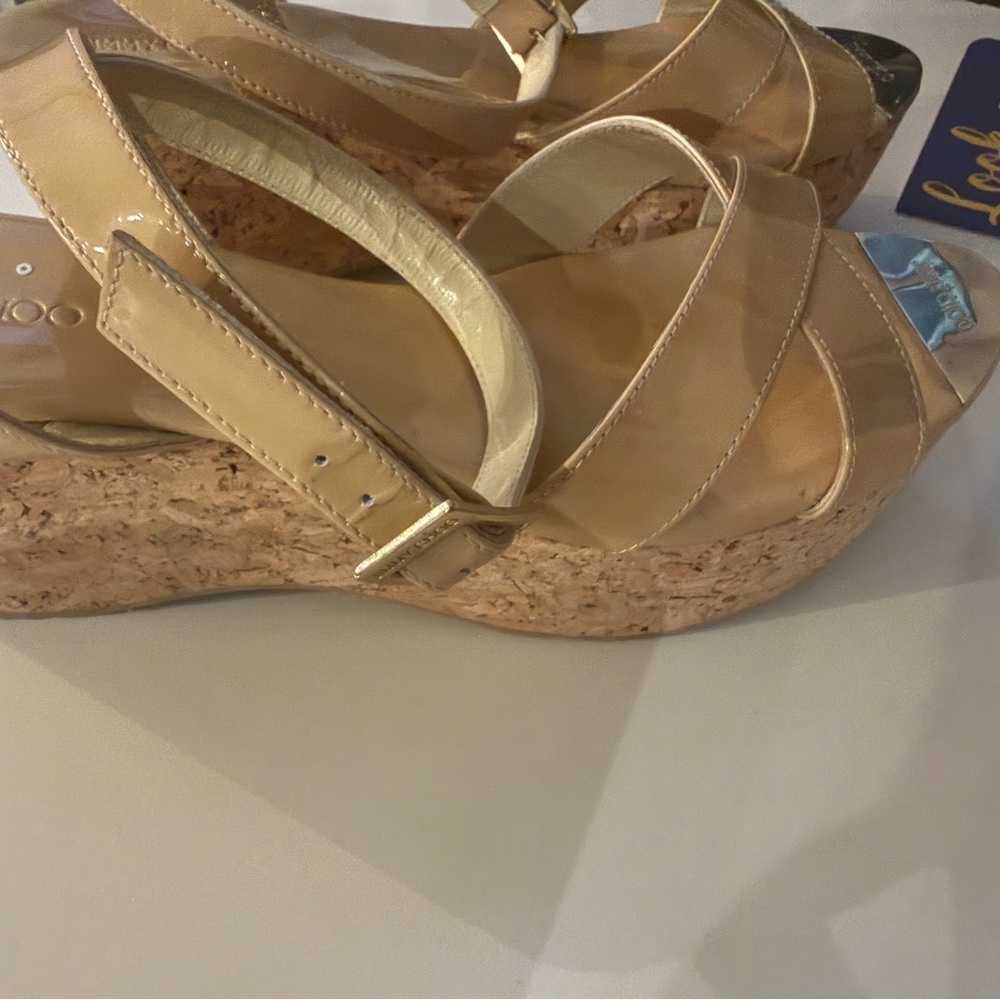 Elegant Tan Wedge platform Sandles Jimmy Choo size 9